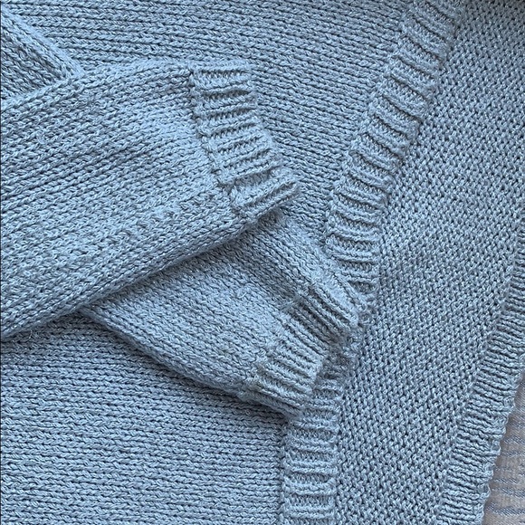 Aqua Silver Grey Metallic Holiday V- Neck Sweater - Picture 4 of 5